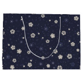 白と青の小さな花日本のがパタパタ ラージペーパーバッグ (裏面)