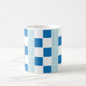 白と青の市松模様 コーヒーマグカップ (中央)