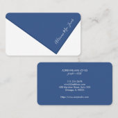 白と青の折りフェイク畳み 名刺 (正面/裏面)