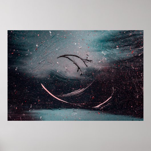 白と青の抽象芸術絵画の ポスター (正面)