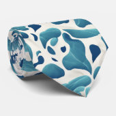 白と青の抽象芸術葉 |沿岸パターン ネクタイ (ロール)
