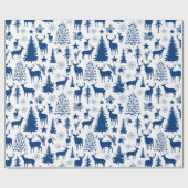 白と青の森トナカイ ラッピングペーパー (フラット)