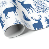 白と青の森トナカイ ラッピングペーパー (ロールコーナー)