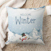 白と青の歓迎モダン冬 クッション (ブランケット)