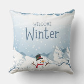 白と青の歓迎モダン冬 クッション (正面)