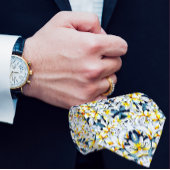 白と青の水彩のユリ男性のネクタイ ネクタイ