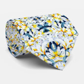 白と青の水彩のユリ男性のネクタイ ネクタイ (ロール)