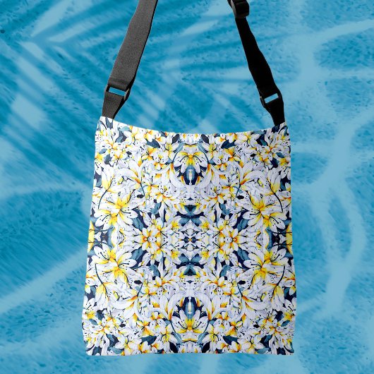 白と青の水彩ライリクロス体バッグ クロスボディバッグ