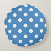 白と青の水玉模様円枕 ラウンドクッション (裏面)