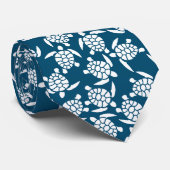 白と青の沿岸スタイルウミガメのパターン ネクタイ (ロール)