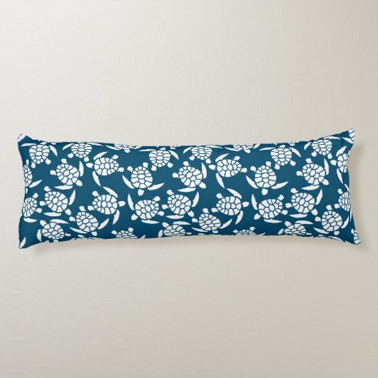 白と青の沿岸スタイルウミガメのパターン ボディピロー (裏面)