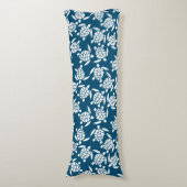 白と青の沿岸スタイルウミガメのパターン ボディピロー (正面縦)