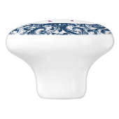 白と青の渦巻き形のピンクのフラミンゴ セラミックノブ (側面)