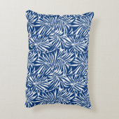 白と青の熱帯性葉反復パターン アクセントクッション (裏面(縦))