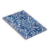 白と青の熱帯性葉反復パターン ノートブック (右側)