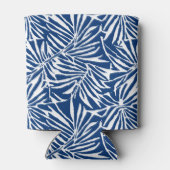 白と青の熱帯性葉反復パターン 缶クーラー (裏面)