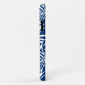 白と青の熱帯性葉反復パターン Case-Mate iPhoneケース (裏面/右)