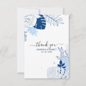 白と青の熱帯性葉 サンキューカード (正面)