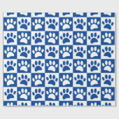 白と青の犬が四角に足をカスタム置く ラッピングペーパー (フラット)