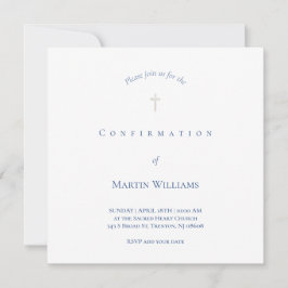 白と青の確認招待状 招待状