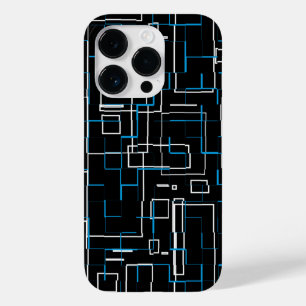 白と青の線で黒の上にパターン Case-Mate iPhone 14 PROケース