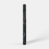 白と青の線で黒の上にパターン SAMSUNG GALAXYケース (右側面)