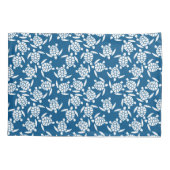 白と青の繰り返しモチーフ |ウミガメ模様 枕カバー (裏面)