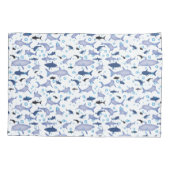 白と青の繰り返しモチーフ |サメのパターン 枕カバー (裏面)