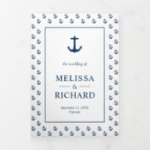 白と青の航海のいかりシ結婚ーホース 三つ折り招待状 (カバー)