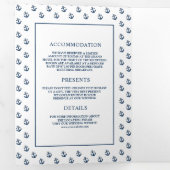 白と青の航海のいかりシ結婚ーホース 三つ折り招待状 (内部最初)