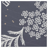 白と青の花のパタ日本のーン ファブリック (クローズアップ)