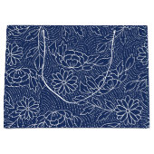 白と青の花伝統的がパタ日本のパタ ラージペーパーバッグ (正面)