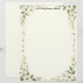 白と青の花枠 レターヘッド (正面/裏面)