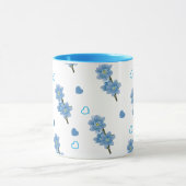 白と青の花柄コーヒーマグ マグカップ (中央)