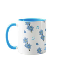 白と青の花柄コーヒーマグ