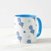 白と青の花柄コーヒーマグ マグカップ (正面右)