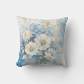 白と青の花 クッション (正面)
