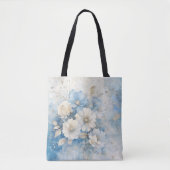 白と青の花 トートバッグ (正面)