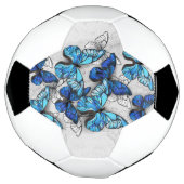 白と青の蝶の構成 サッカーボール (回転)