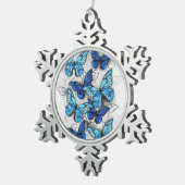 白と青の蝶の構成 スノーフレークピューターオーナメント (右)