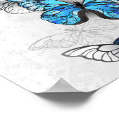 白と青の蝶の構成 ポスター (角)