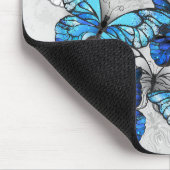 白と青の蝶の構成 マウスパッド (コーナー)