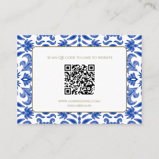 白と青の詳細結婚エンクロージャカード エンクロージャーカード (裏面)