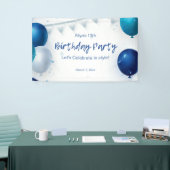 白と青の誕生日モダンパーティー 横断幕 (トレードショー)