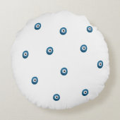 白と青の邪悪な目の枕水色 ラウンドクッション (裏面)