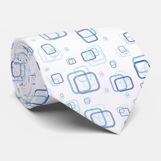 白と青の長方形ネックタイ ネクタイ (ロール)