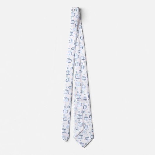 白と青の長方形ネックタイ ネクタイ (裏面)