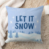 白と青の雪が降る クッション (ブランケット)