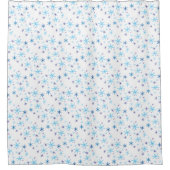 白と青の雪のシャワーカーテン シャワーカーテン (正面)