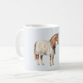 白と青の馬のブランケット コーヒーマグカップ (正面左)